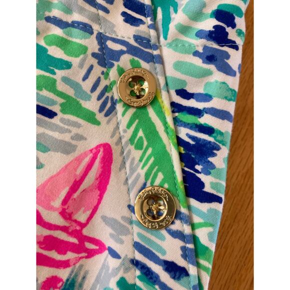 EUC Lilly Pulitzer Marina Knit Shorts in Salt in The Air Sailboat Palm 8 - Picture 5 of 11